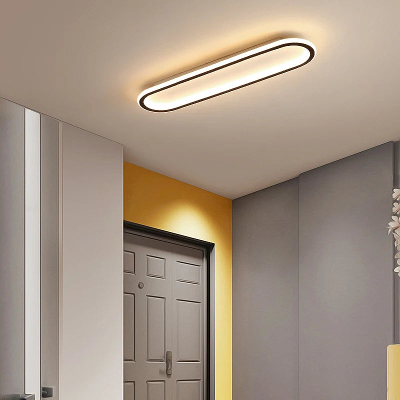 LED Ceiling Light — Linear Geometric Strip, 16/24/31in, Black, Kitchen Bedroom Restaurant
