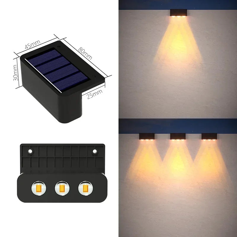 Solar Wall Lights Outdoor — IP65 Waterproof, Garden Fence Stair Pathway Step Lighting