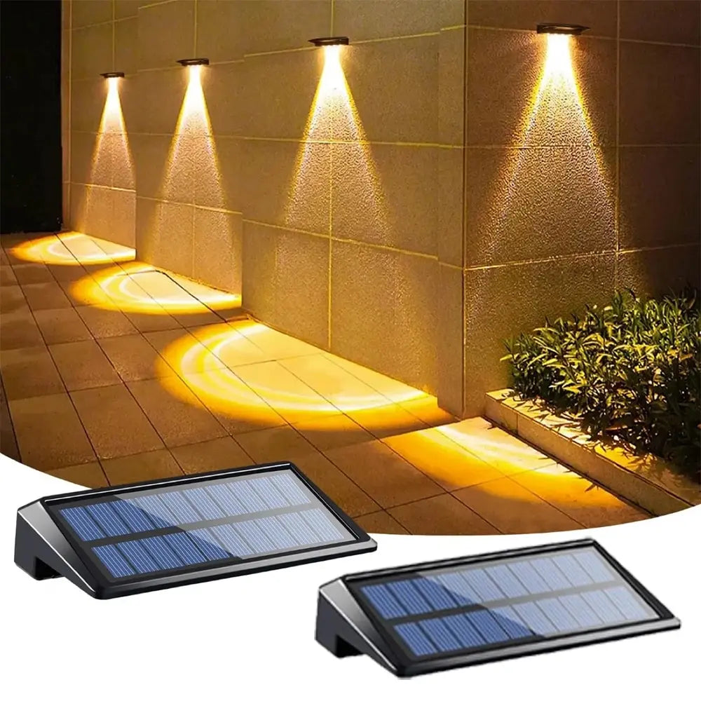 Solar Fence Wall Lights 2-Pack — Outdoor Waterproof Deck Lights, Fence Post Yard Pathway