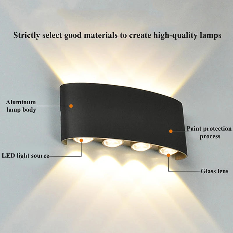 Aluminum Wall Sconce — Up Down Indoor Outdoor Wall Light, Black White, Hallway Bedroom Living Room
