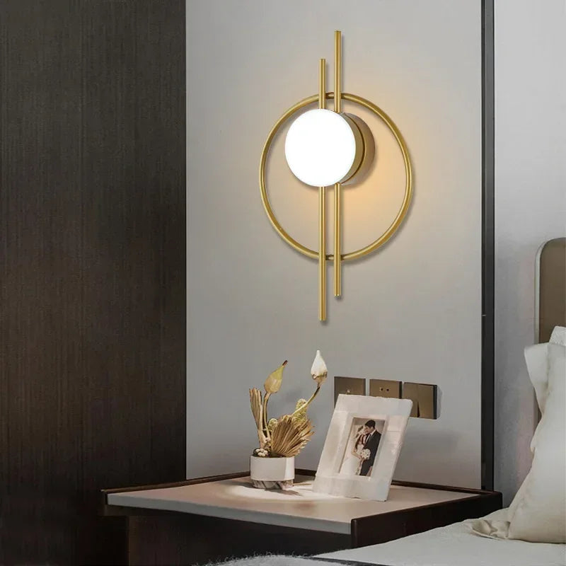 Wall Sconce — Up Down Frosted Glass Wall Light, Touch Switch, Bedroom Living Room Hallway