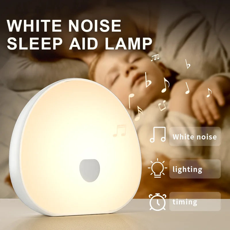 Mini Night Light with White Noise — 10 Sounds, Color Lighting, Timer, Rechargeable, Portable