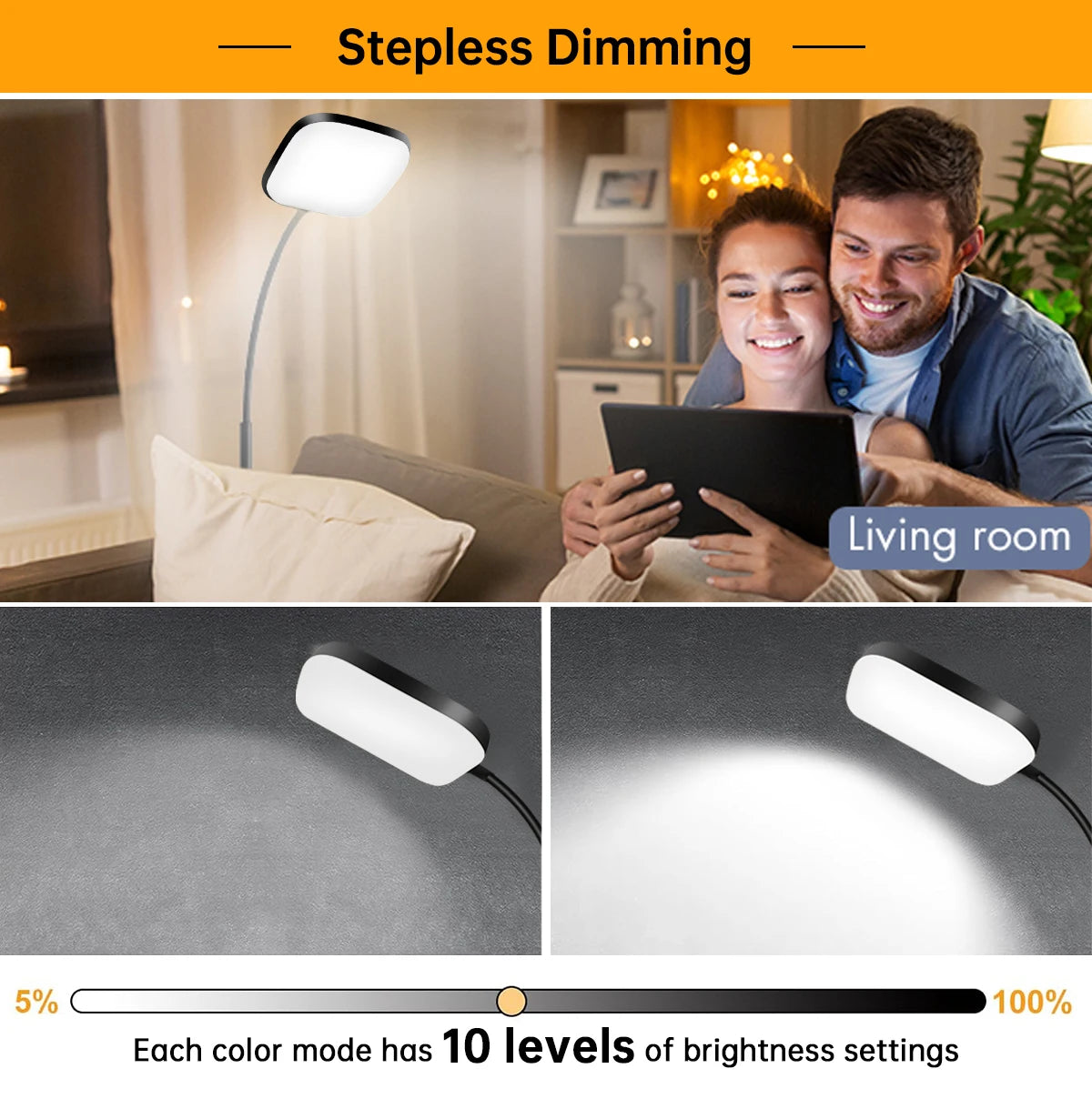 Floor Lamp — 18W Dimmable Gooseneck Reading Light, 2-in-1 Floor & Table Lamp, Adjustable