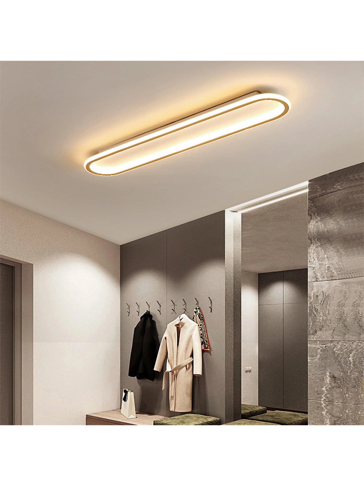 LED Ceiling Light — Linear Geometric Strip, 16/24/31in, Black, Kitchen Bedroom Restaurant