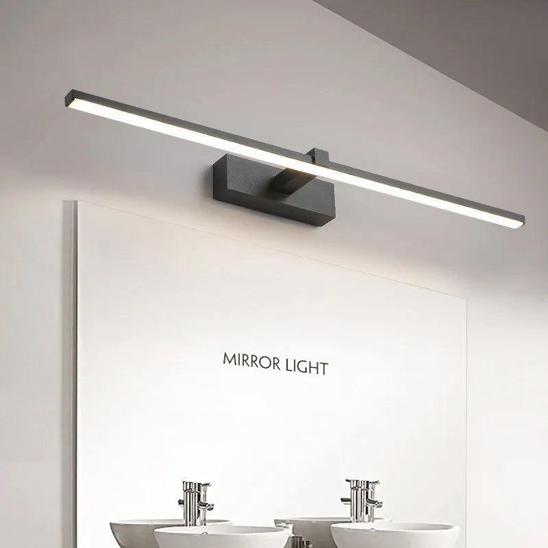 Bathroom Vanity Mirror Wall Light — Touch Switch, Slim Aluminum, Makeup Light, Black White