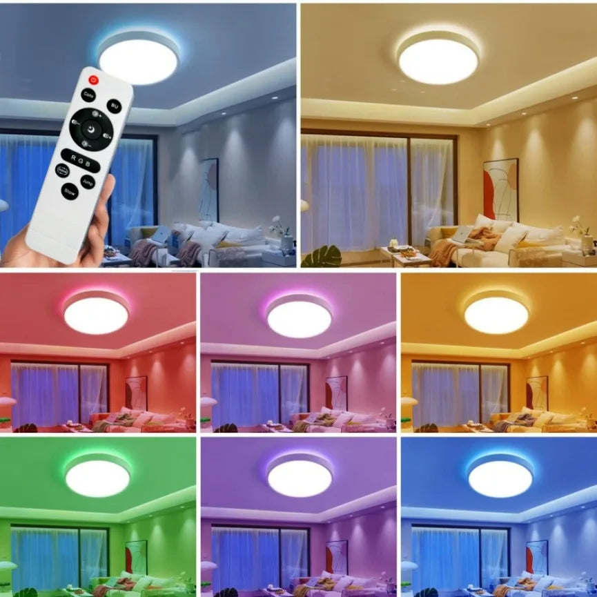 LED Ceiling Light — Smart RGB Tuya App Control, Dimmable Ambient Backlight, Music Sync, Living Room