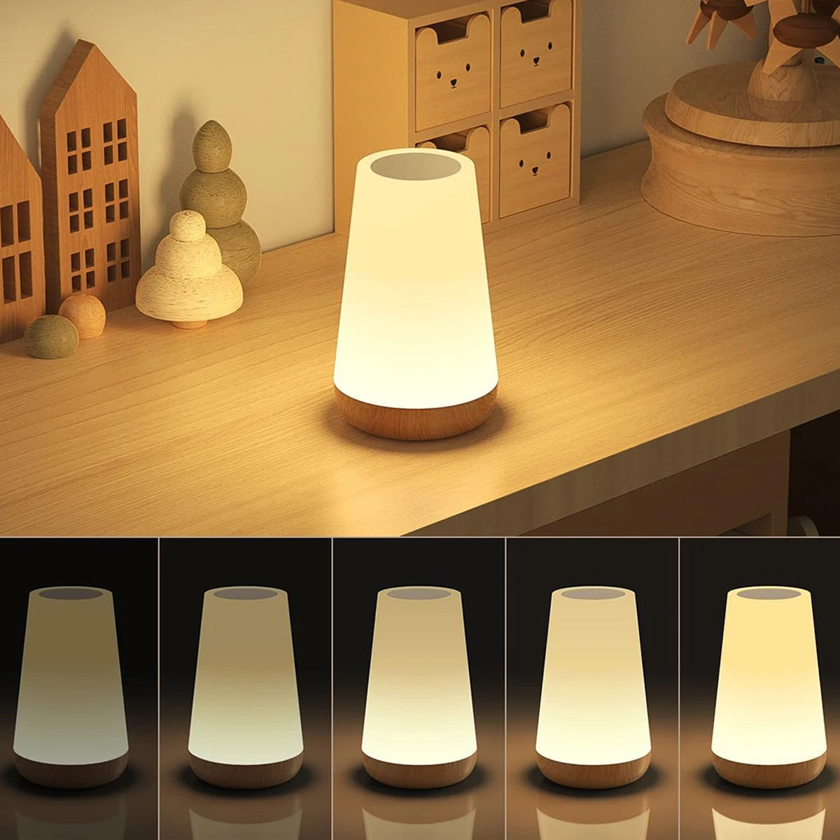 RGB LED Night Light — 13 Colors, Touch & Remote Control, Dimmable, USB Rechargeable, Bedside Lamp