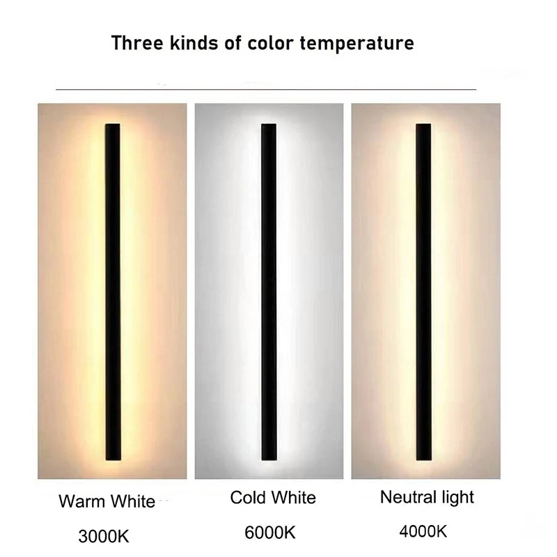LED Outdoor Wall Sconce IP65 Waterproof — Dimmable Long Bar Light, Porch Garage Villa