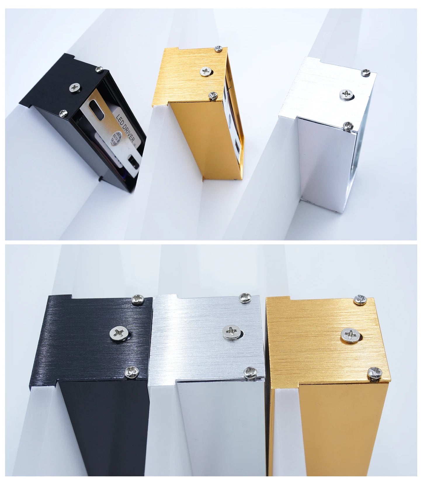 LED Wall Sconce — Aluminum Acrylic Up Down Wall Light, Black Gold Silver, Bedroom Corridor Bathroom