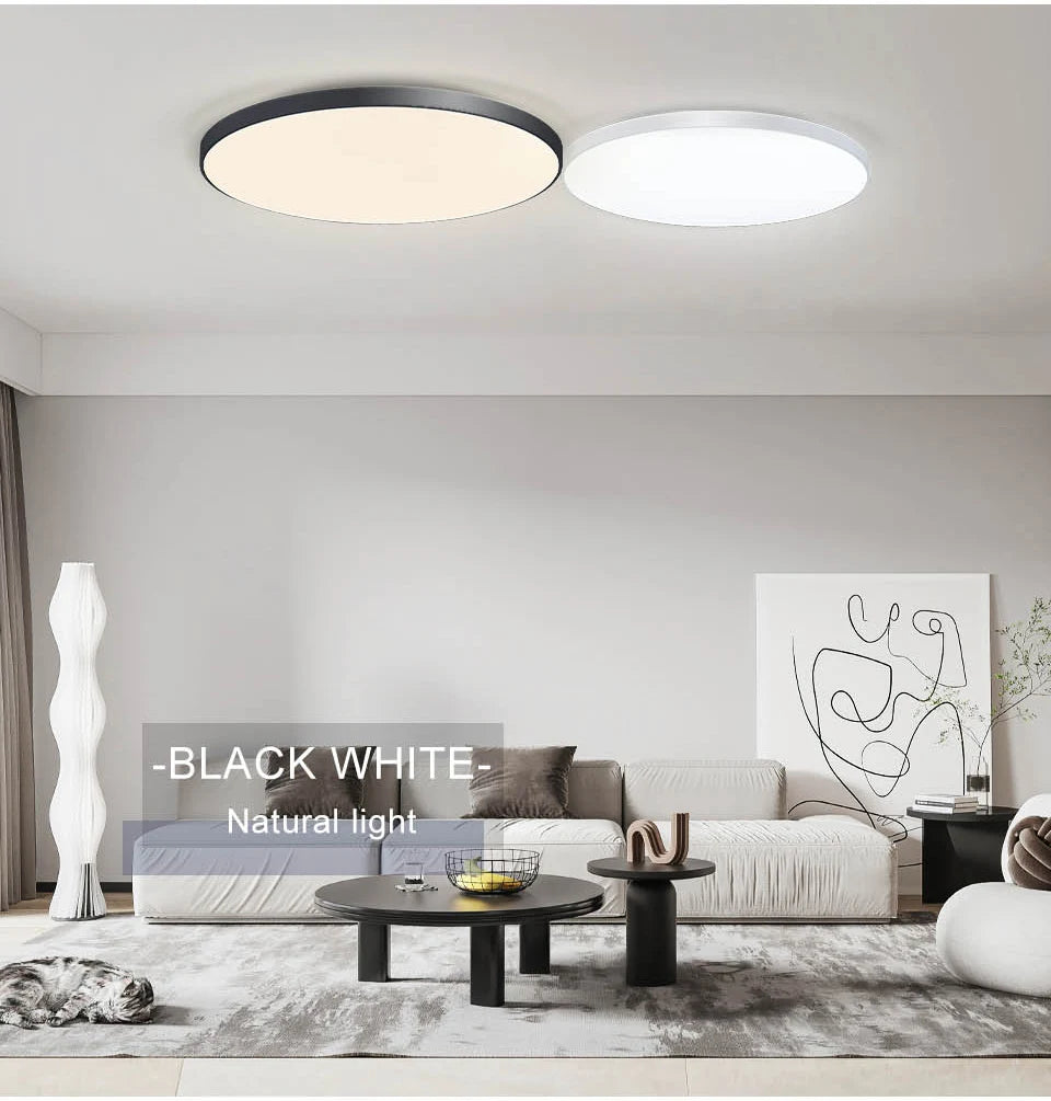 LED Ceiling Light — Smart Dimmable App Remote Control, 3000–6000K, Black White, Bedroom Living Room
