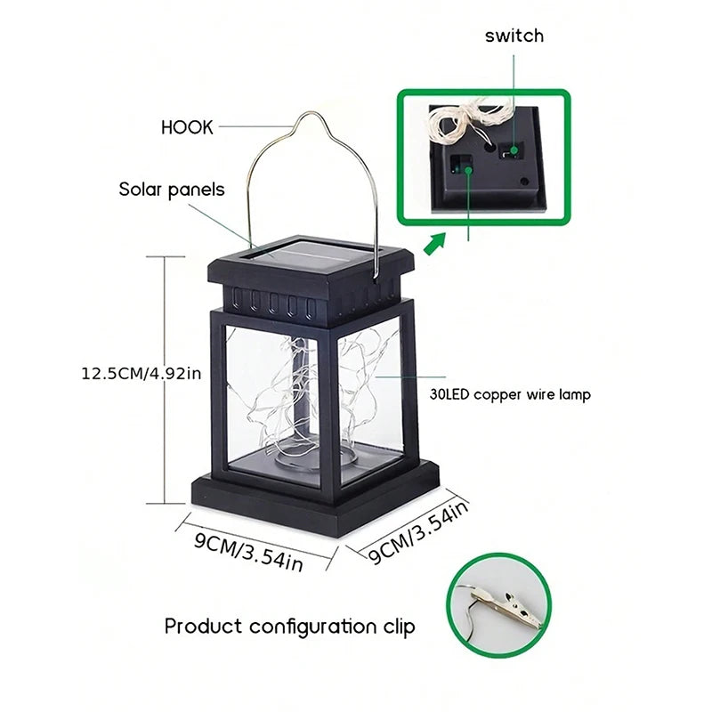 Solar Hanging Lantern — Outdoor Decorative Garden Light, Weatherproof, Patio Table Yard