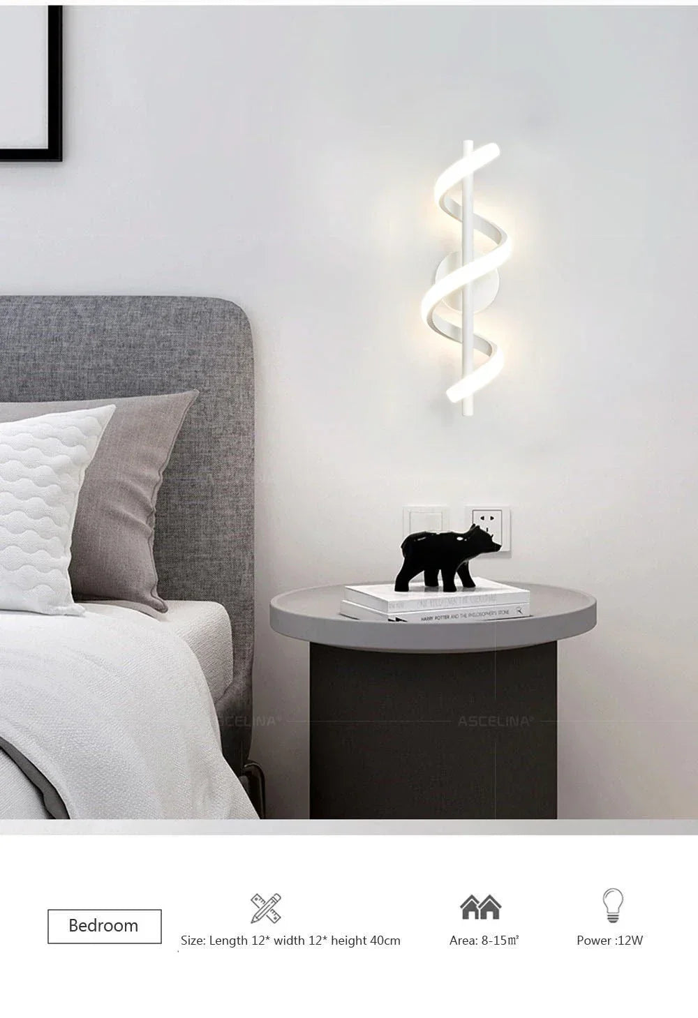 Wall Sconce — Spiral Acrylic Up Down Wall Light, 12W Tricolor, Bedroom Living Room Corridor