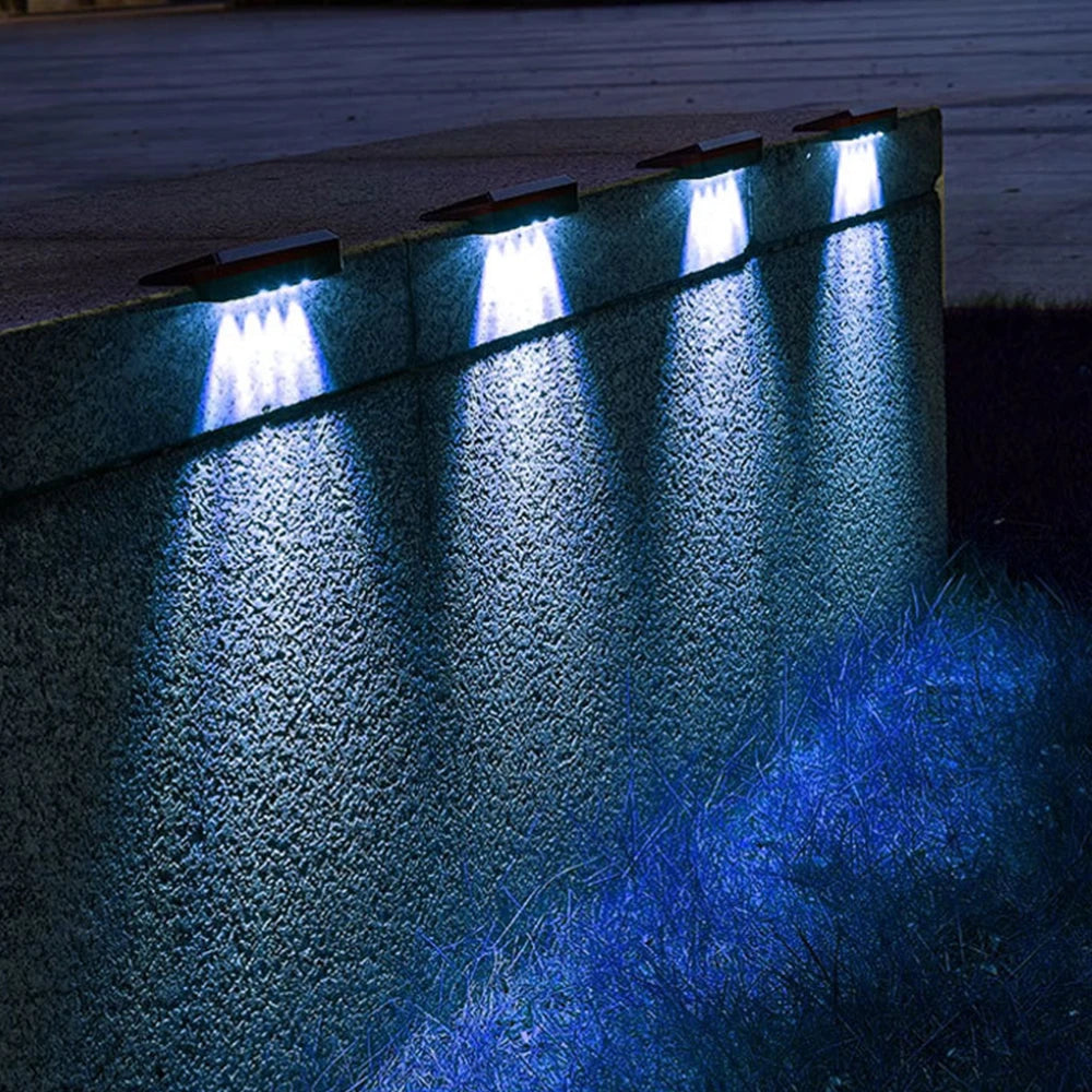 Solar Fence Wall Lights 2-Pack — Outdoor Waterproof Deck Lights, Fence Post Yard Pathway