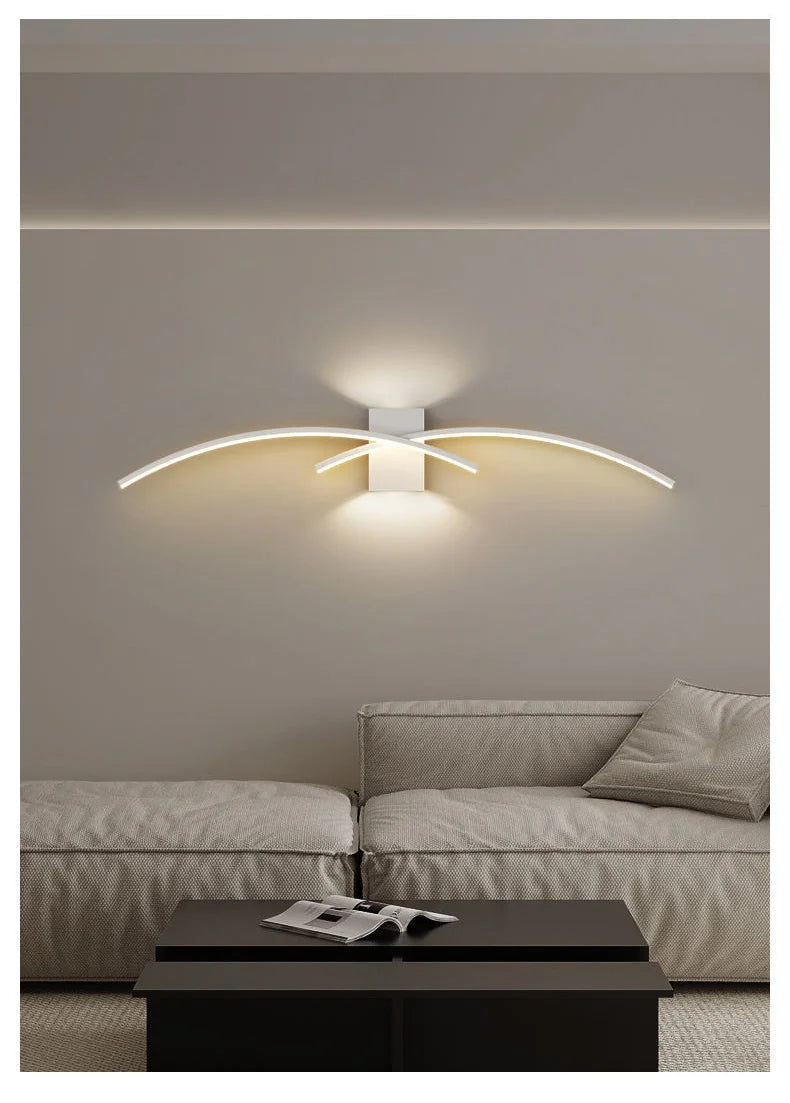 LED Wall Sconce — Up Down Indoor Wall Light, Dimmable, Black Gold White, Bedroom Living Room