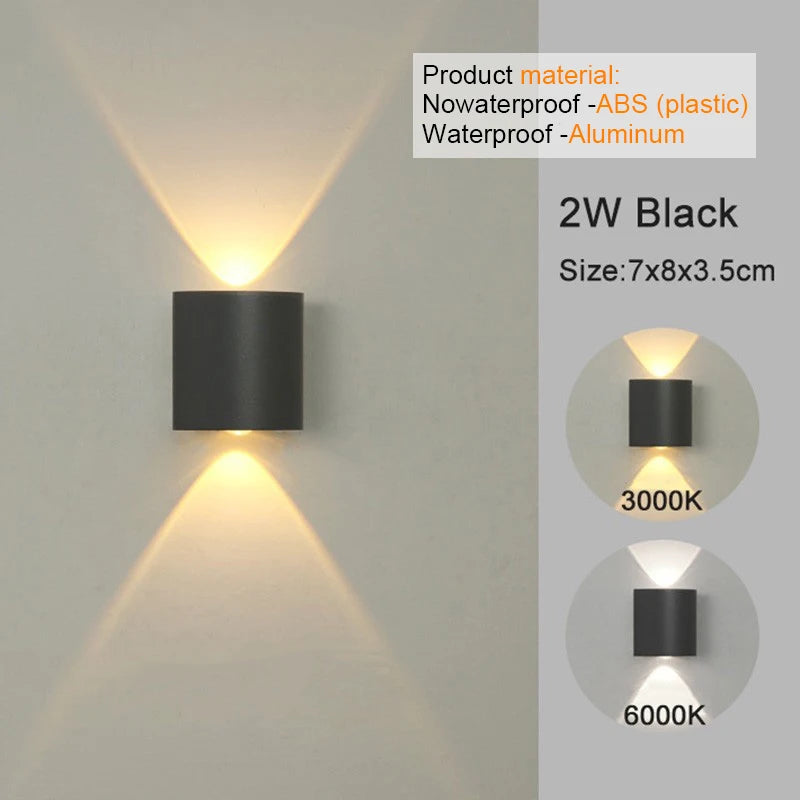 Aluminum Wall Sconce — Up Down Indoor Outdoor Wall Light, Black White, Hallway Bedroom Living Room