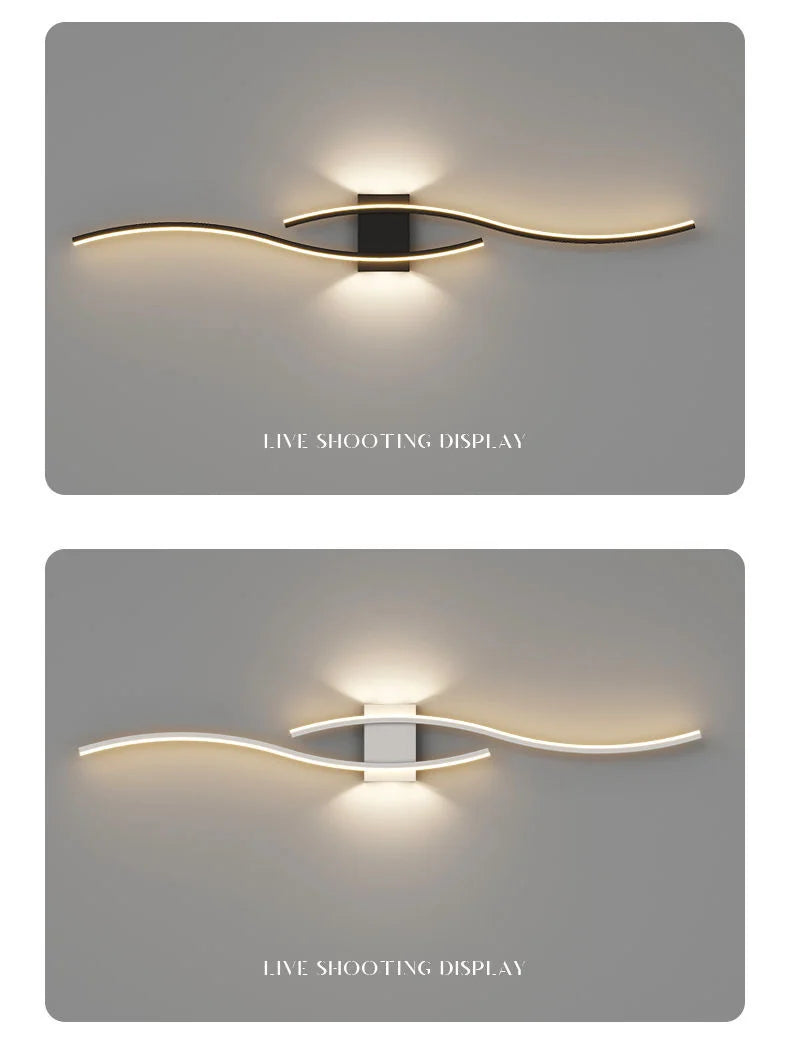 LED Wall Sconce — Up Down Indoor Wall Light, Dimmable, Black Gold White, Bedroom Living Room