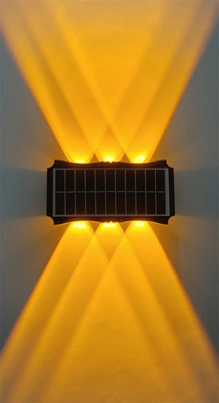 Solar Outdoor Wall Light — Up Down Waterproof Garden Sconce, IP65, Balcony Yard Patio Decor