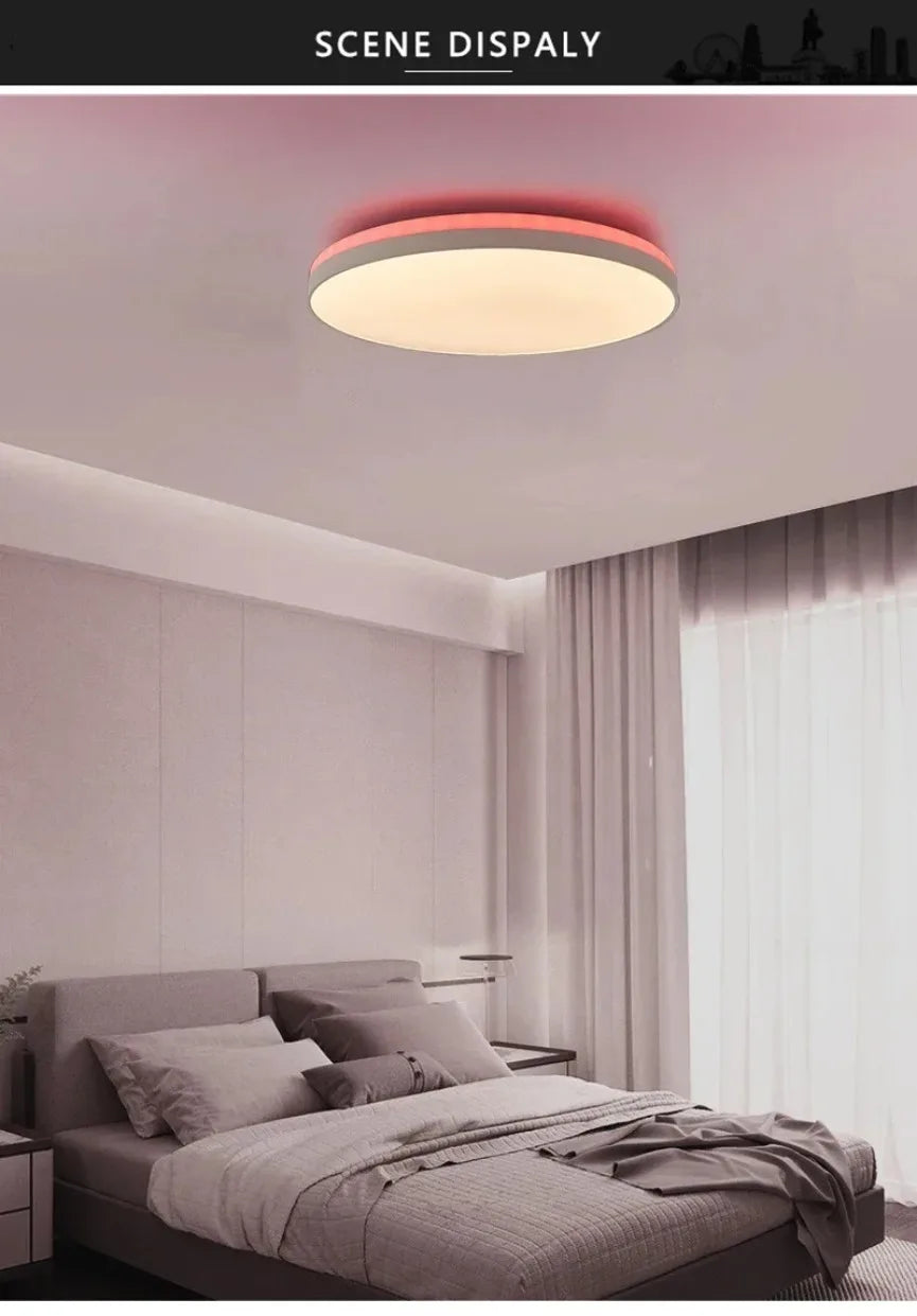 LED Ceiling Light — Smart RGB Tuya App Control, Dimmable Ambient Backlight, Music Sync, Living Room