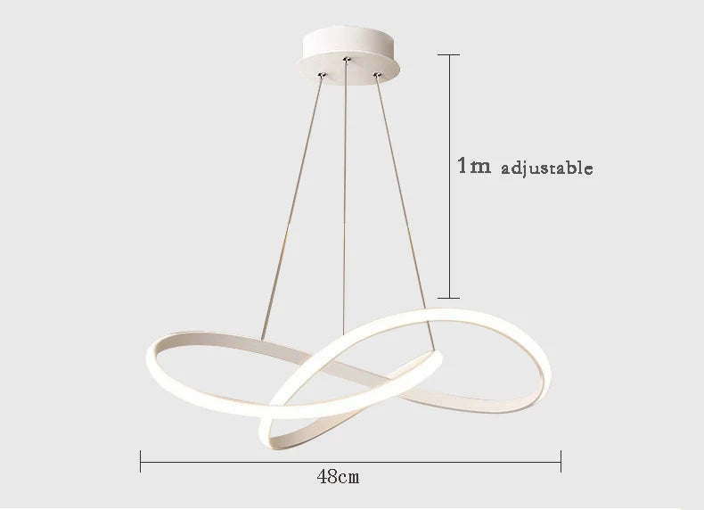 LED Ceiling Chandelier — 48W Dimmable 3-Color Semi Flush Mount, Dining Room Bedroom Living Room
