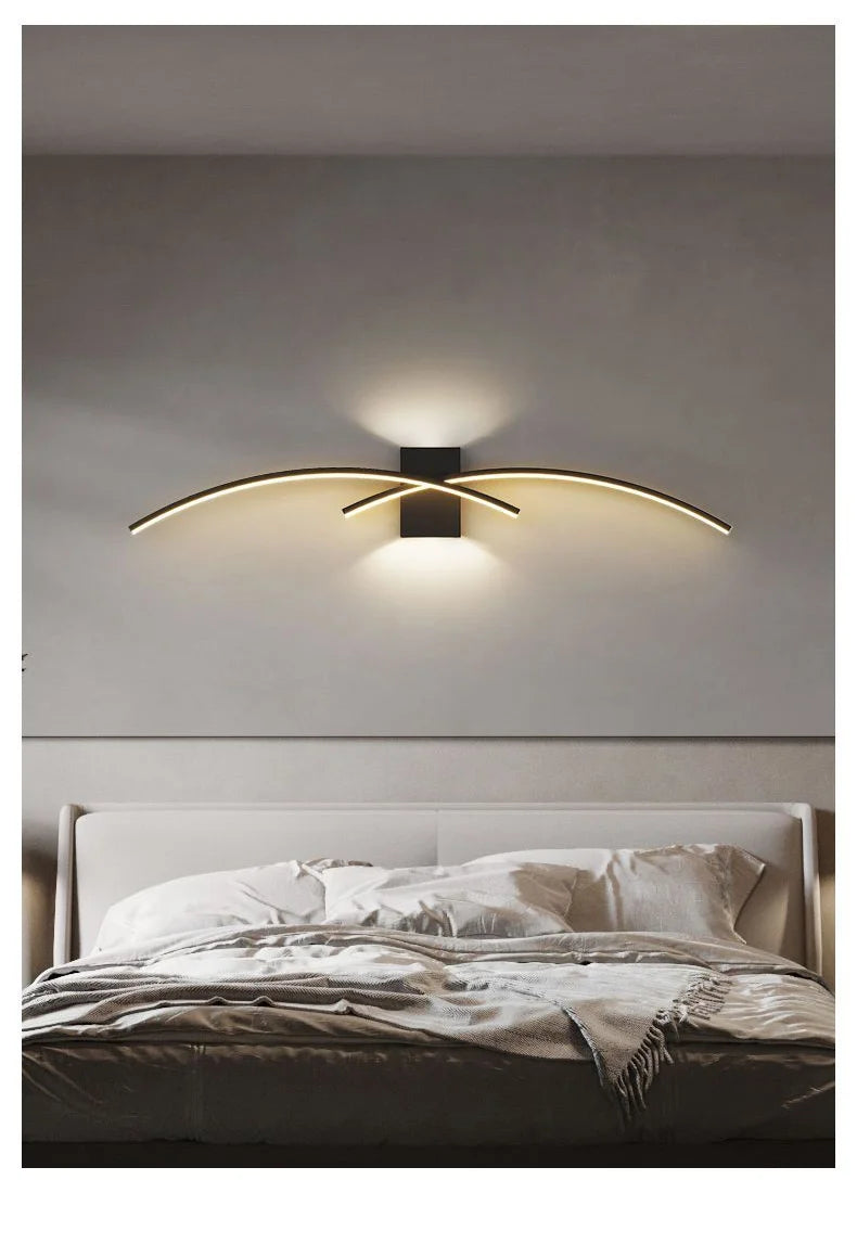 LED Wall Sconce — Up Down Indoor Wall Light, Dimmable, Black Gold White, Bedroom Living Room