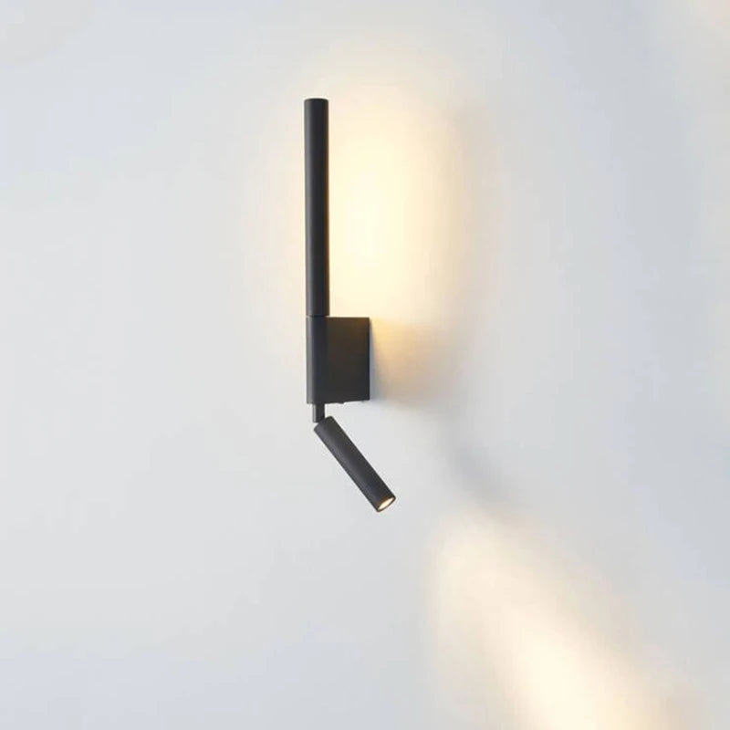 LED Wall Sconce — Adjustable Rotating Bedside Wall Light, Dimmable, Black White, Modern Indoor