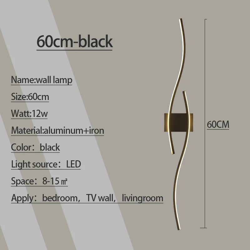 Modern LED Wall Lamp — Aluminum, 3 Color Temps, Dimmable, Living Room Bedroom TV Wall Fixture