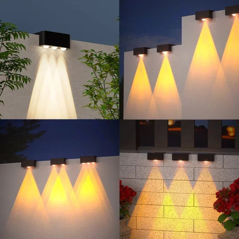 Solar Wall Lights Outdoor — IP65 Waterproof, Garden Fence Stair Pathway Step Lighting