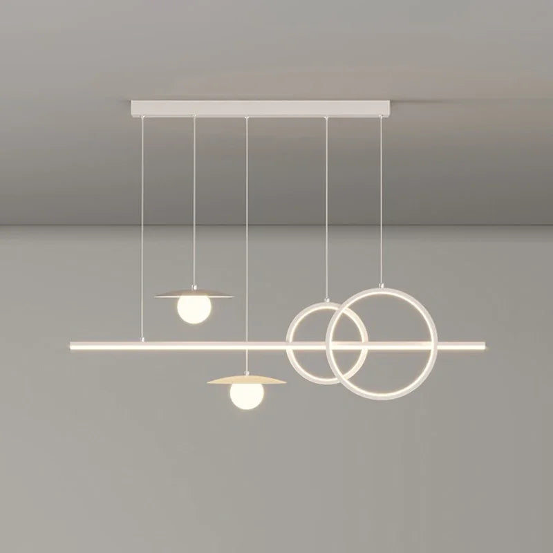 Linear Island Pendant Light — Dimmable Kitchen Island Chandelier, Remote Control, White Black