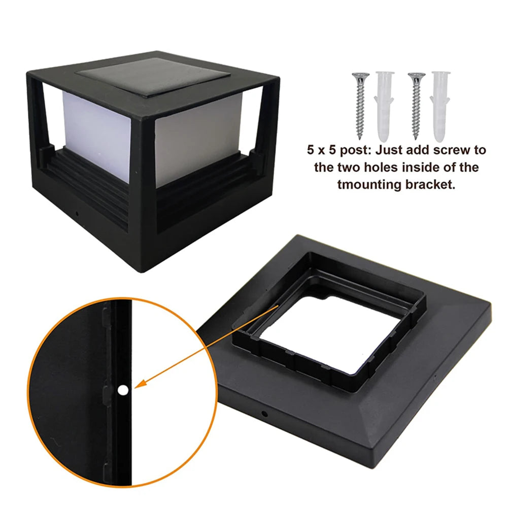 Solar Column Post Cap Light — Outdoor Fence Gate Pillar Garden Courtyard Lamp, IP54 Waterproof