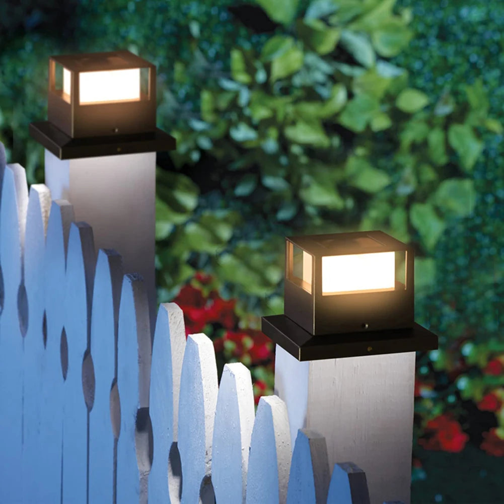 Solar Column Post Cap Light — Outdoor Fence Gate Pillar Garden Courtyard Lamp, IP54 Waterproof