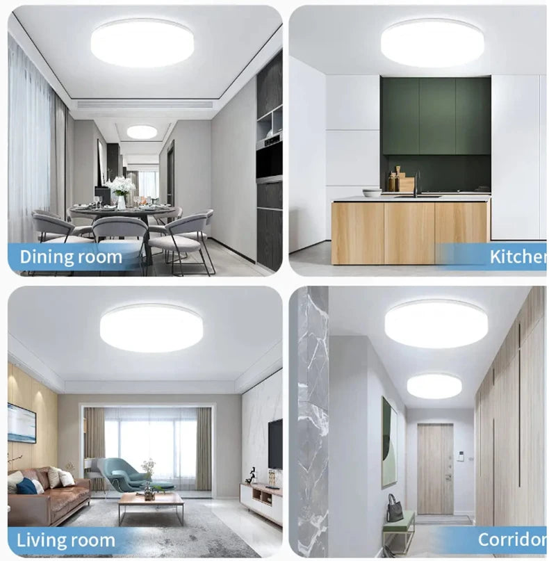 LED Ceiling Light — Ultra-Thin Round Flush Mount, Dimmable, 4 Sizes, Bedroom Living Room