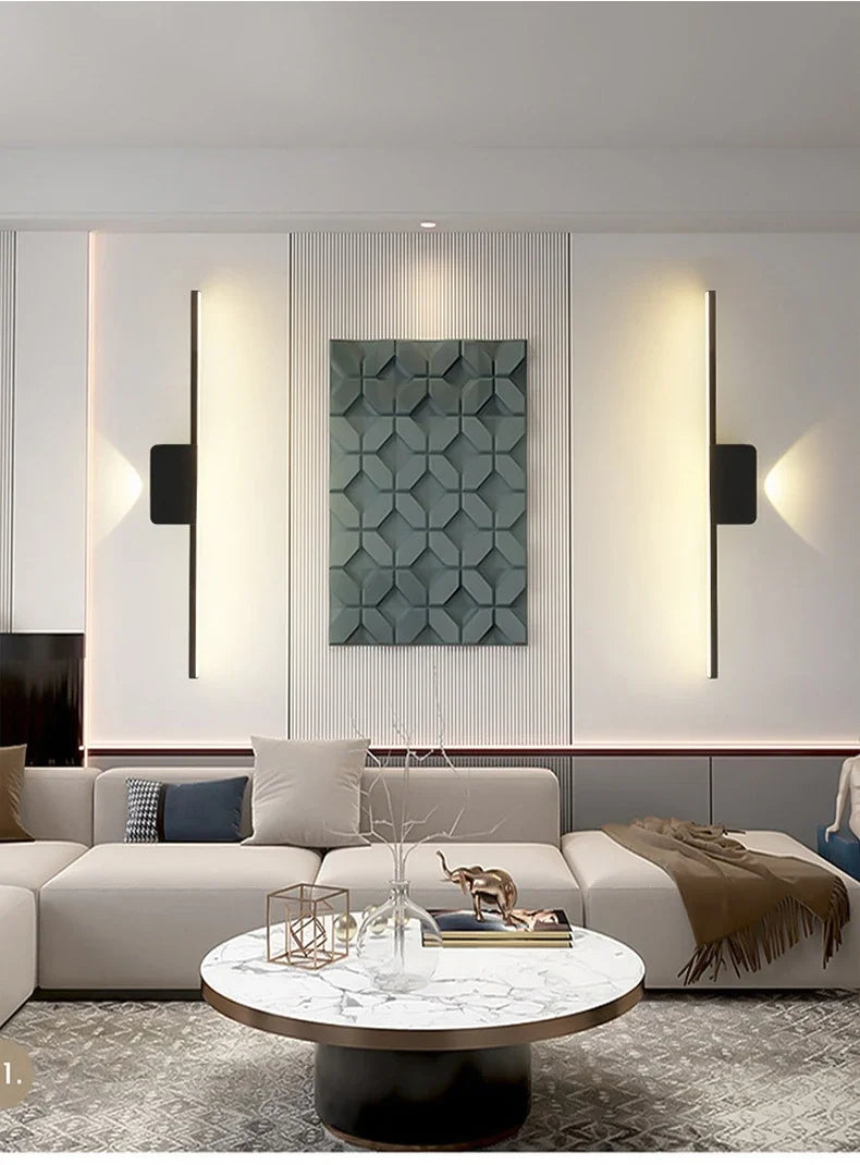 LED Wall Sconce — Long Strip Bedside Wall Light, Touch Switch, Modern Indoor, Living Room Corridor