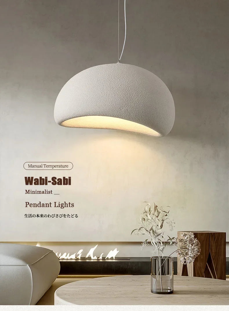 Pendant Chandelier — Nordic Wabi Sabi Hanging Lamp, Handmade, Living Room Bedroom Dining Room
