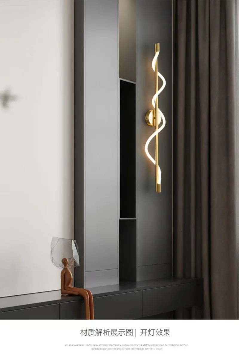 LED Wall Sconce — Italian Minimalist Bedside Lamp, Black Gold White, Living Room Corridor