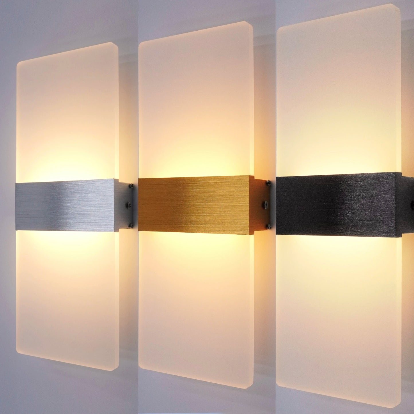 LED Wall Sconce — Aluminum Acrylic Up Down Wall Light, Black Gold Silver, Bedroom Corridor Bathroom
