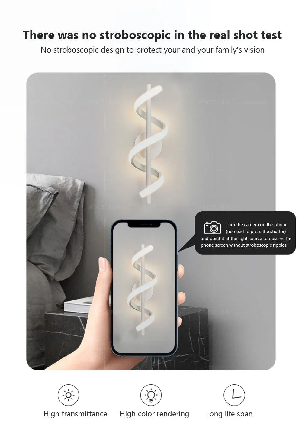 Wall Sconce — Spiral Acrylic Up Down Wall Light, 12W Tricolor, Bedroom Living Room Corridor