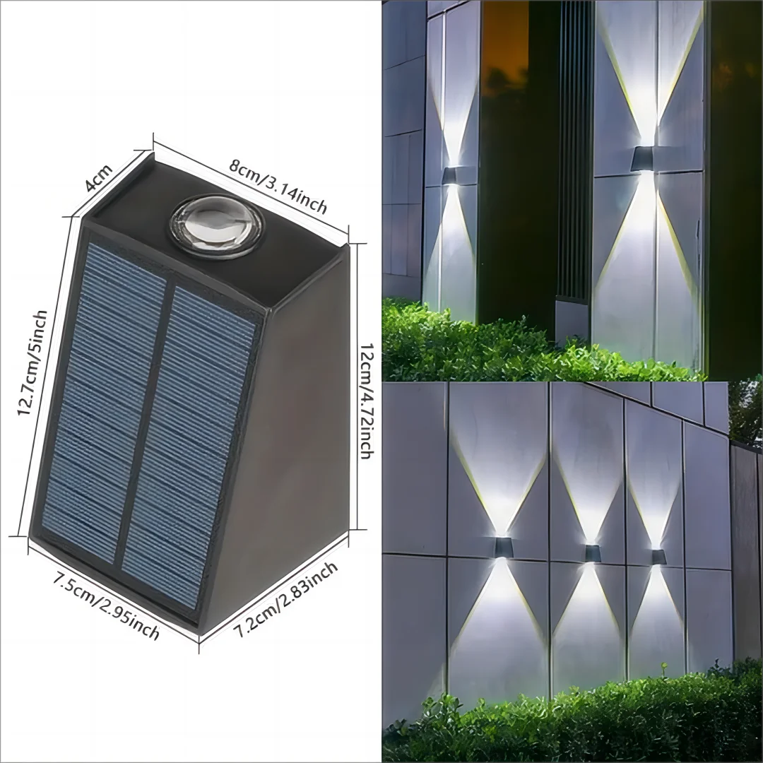 Solar Outdoor Wall Light — Up Down Garden Sconce, Waterproof Villa Patio Yard Atmosphere Light