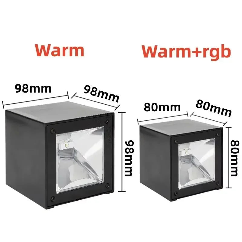 Solar Wall Sconce — Square Outdoor Garden Light, Warm White RGB, IP Waterproof, Porch Fence