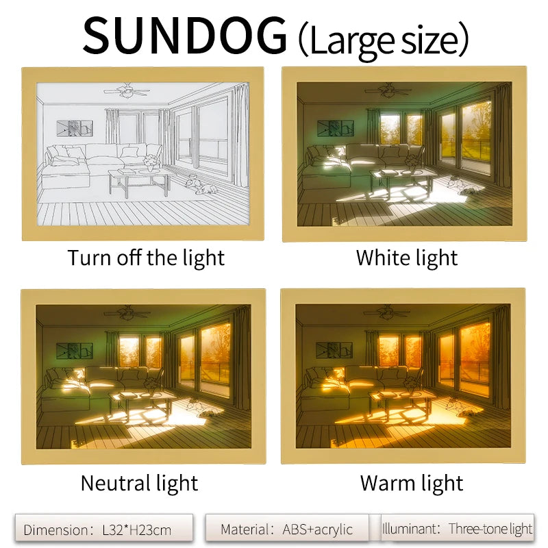 LED Window Light Painting — Sunlight Art Night Light, Dimmable Touch Control, Home Decor