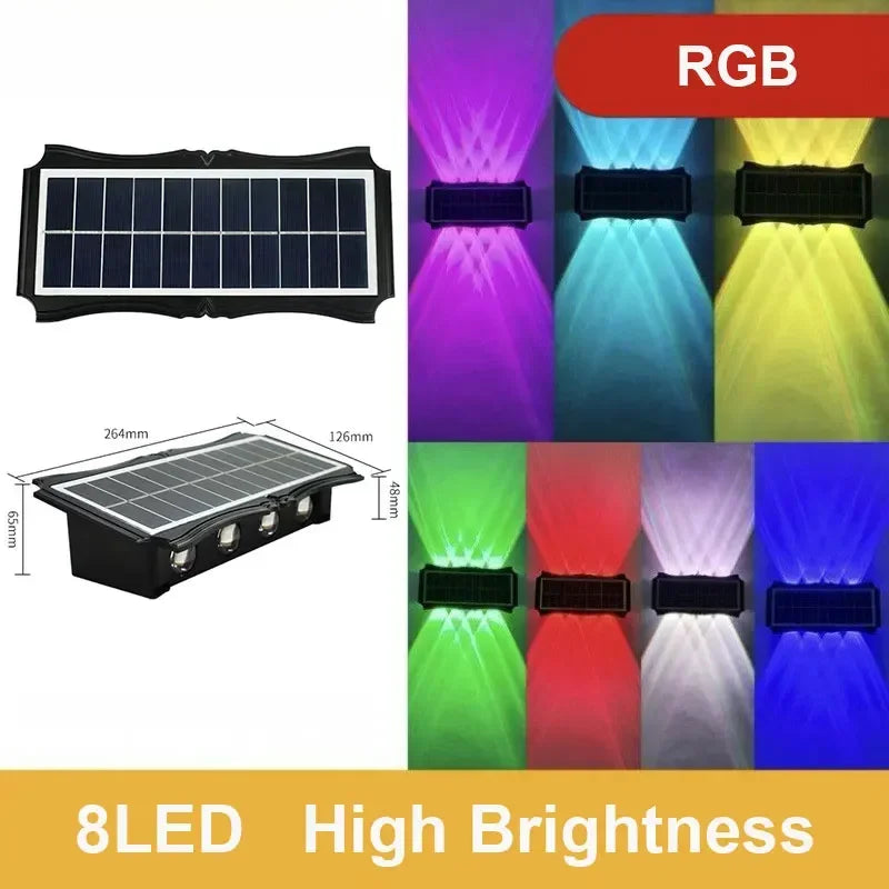 Solar Outdoor Wall Light — Up Down Waterproof Garden Sconce, IP65, Balcony Yard Patio Decor