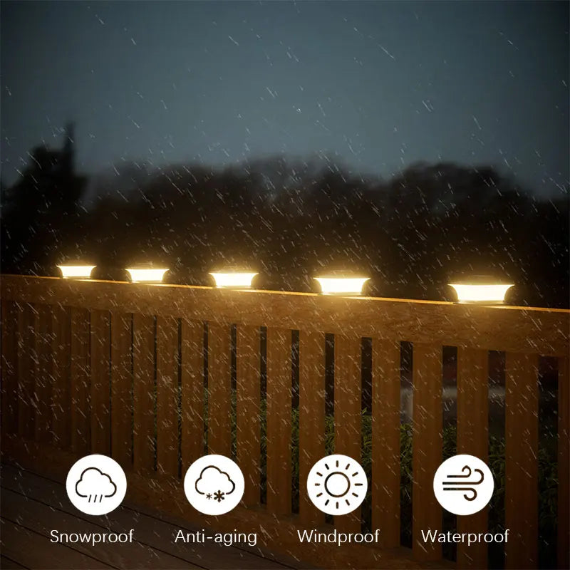 Solar Post Cap Light — Auto On/Off Outdoor Landscape Light, Garden Pathway Fence Patio