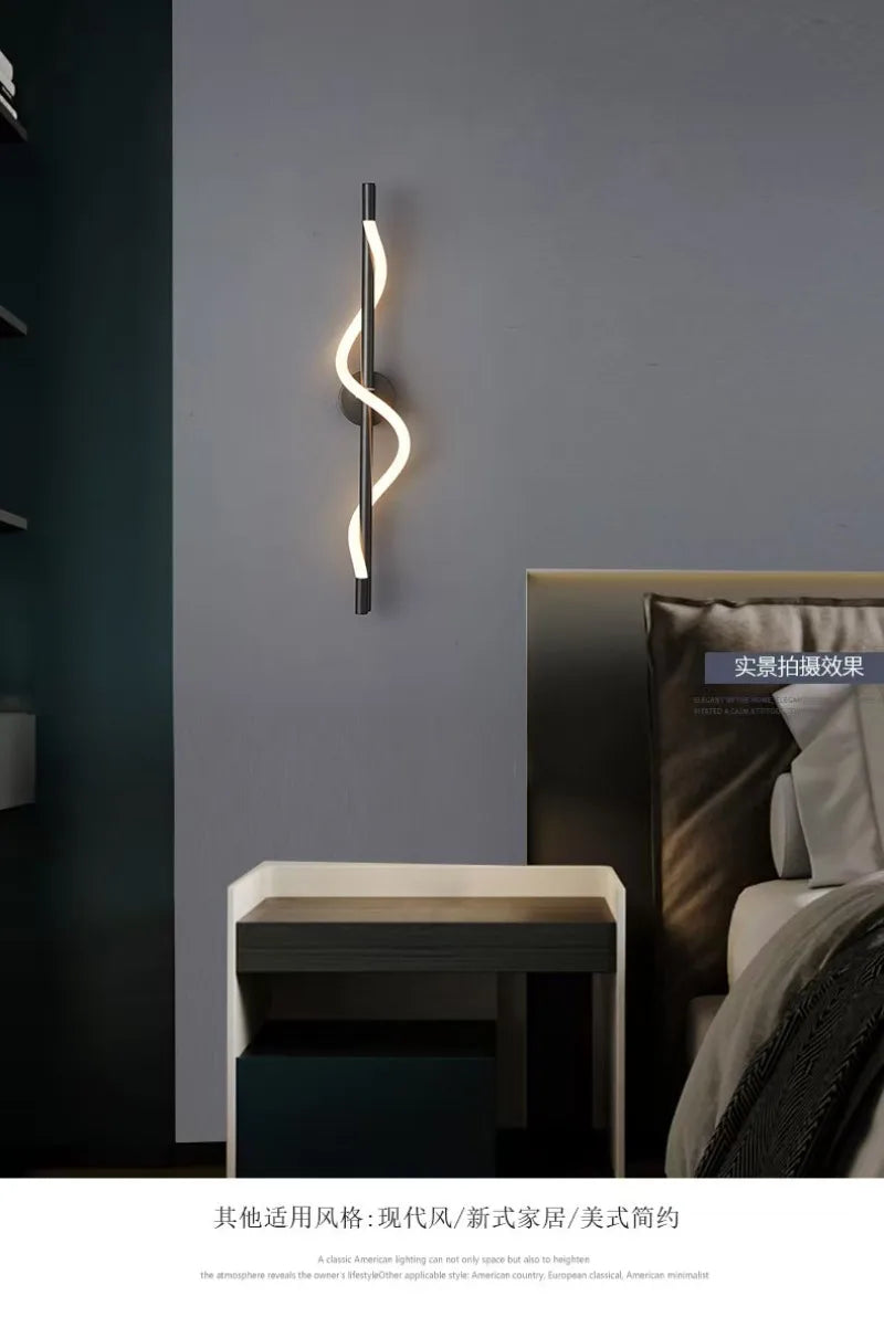 LED Wall Sconce — Italian Minimalist Bedside Lamp, Black Gold White, Living Room Corridor