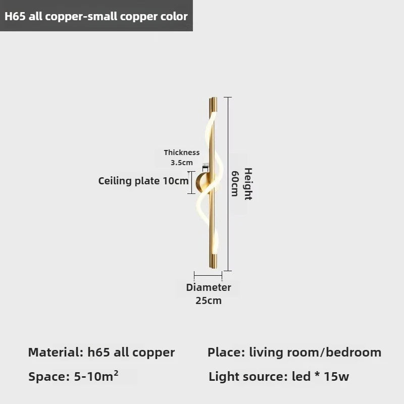 LED Wall Sconce — Italian Minimalist Bedside Lamp, Black Gold White, Living Room Corridor
