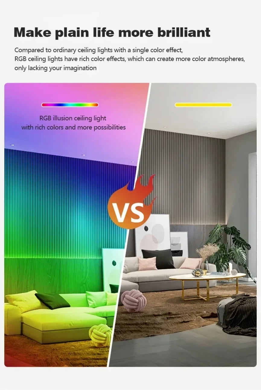 LED Ceiling Light — Smart RGB Tuya App Control, Dimmable Ambient Backlight, Music Sync, Living Room