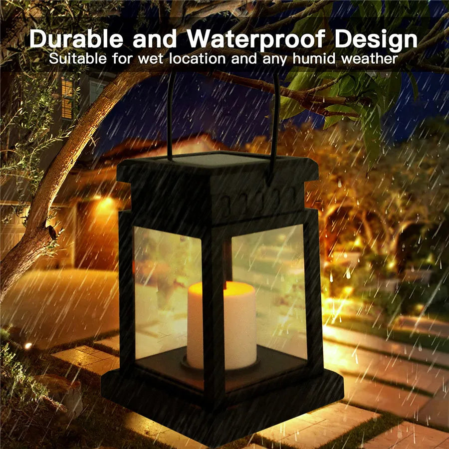 Solar Candle Lantern — Outdoor Hanging Garden Light, Waterproof, Patio Yard Lawn Decor