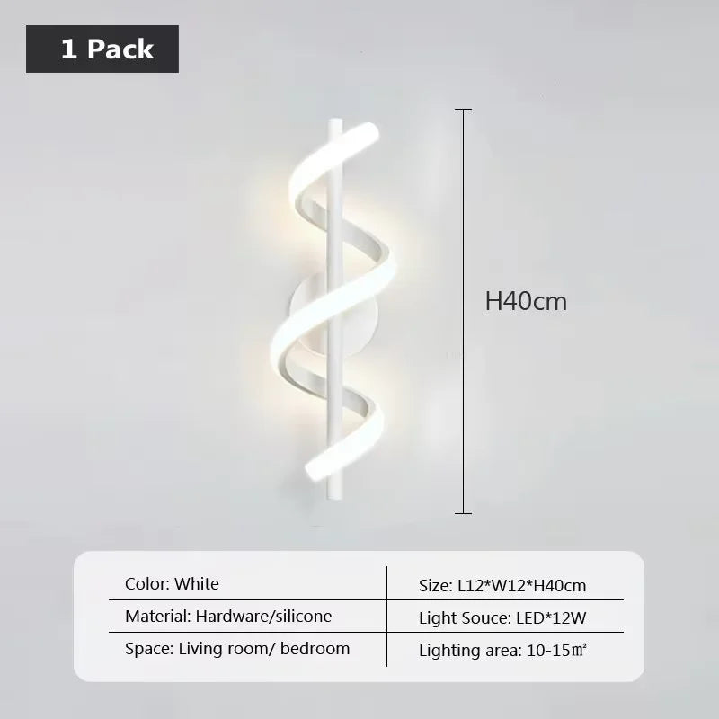 Wall Sconce — Spiral Acrylic Up Down Wall Light, 12W Tricolor, Bedroom Living Room Corridor