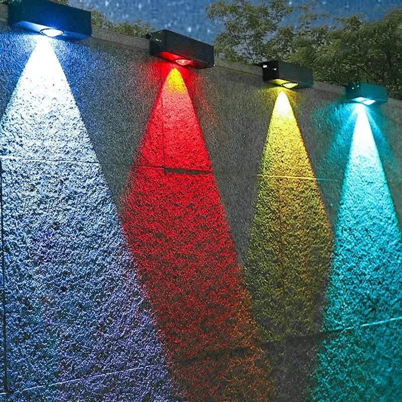 Solar Outdoor Wall Light Square — IP65 Waterproof, 4 Color Options, Garden Fence Decor