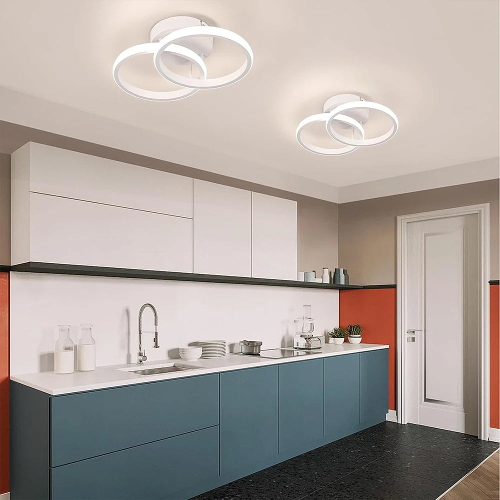 LED Ceiling Light — 2-Ring Modern Flush Mount, Dimmable, Hallway Office Bedroom