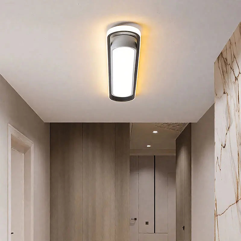 LED Ceiling Light — Oval Strip Flush Mount Corridor Light, Ultra Thin, Stairwell Balcony