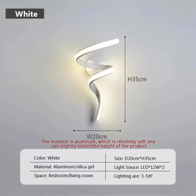 Wall Sconce — Spiral Acrylic Up Down Wall Light, 12W Tricolor, Bedroom Living Room Corridor